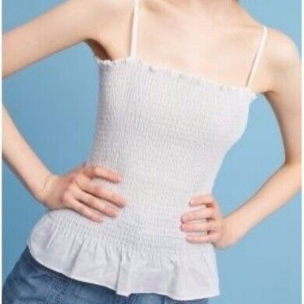 Maeve Anthropologie Linen Blend Smocked Tank